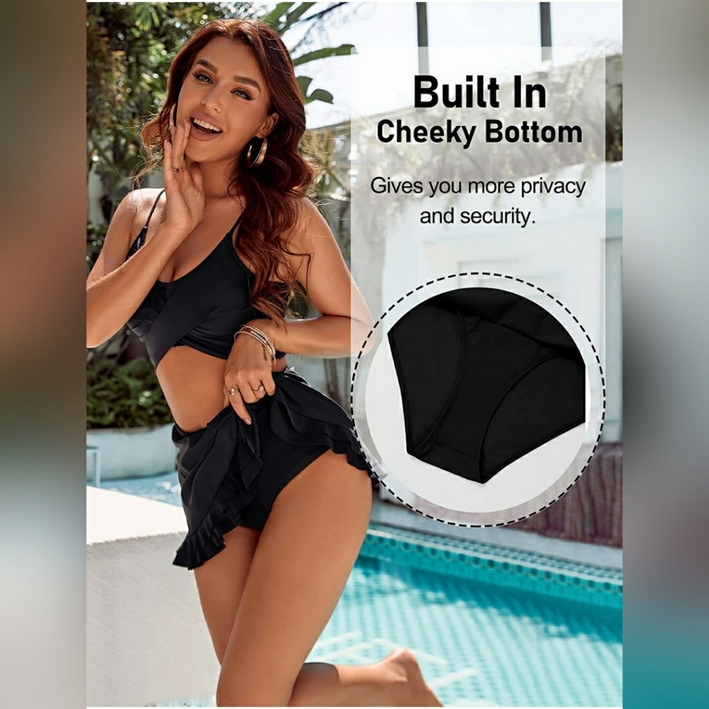💚High Waisted Bikini Cute Sporty Push Up Swimsuit - Picture 2 of 6